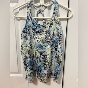 Abercrombie Kids Blue and Black Floral Tank Top